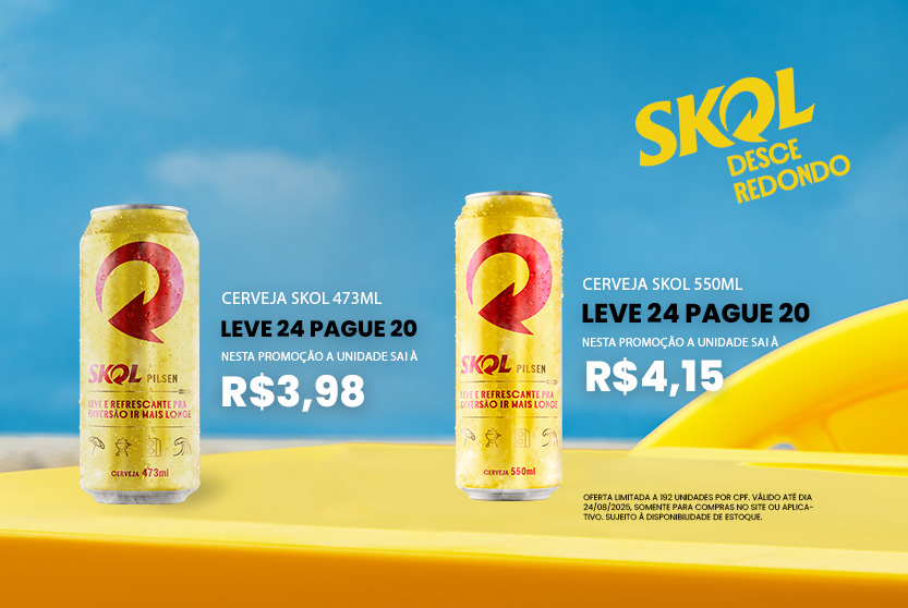 Cerveja Skol 473ml - Leve 24 Pague 20 ate 24/08